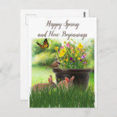 ハッピースプリング / イースター コラージュアート フラワーズ ポストカード (正面/裏面)