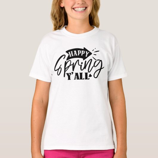 ハッピースプリング 皆さん タイポグラフィーデザイン-49765 Tシャツ (正面)