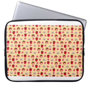 ハッピースマイルの野菜背景パターン漫画 ラップトップスリーブ