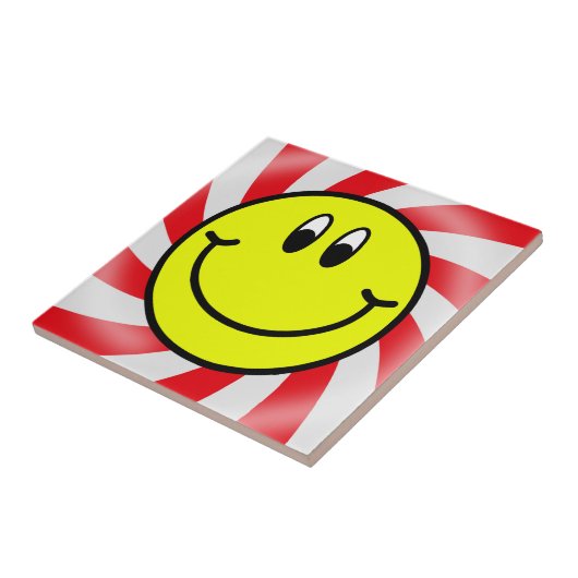 ハッピースマイル顔絵文字赤セラミックフォトタイル タイル (側面)