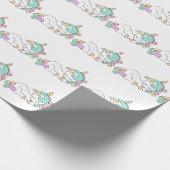 ハッピースリープユニコーンホーンピンクキャンディベビーホワイト ラッピングペーパー (角)