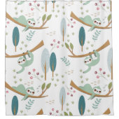 ハッピースロスイラストレーションパターン シャワーカーテン (正面)