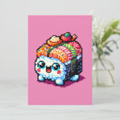 ハッピース転がシ – かわいいピクセルアート日本の食べ物 シーズンカード (スタンド正面)