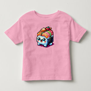 ハッピース転がシ – かわいいピクセルアート日本の食べ物 トドラーTシャツ