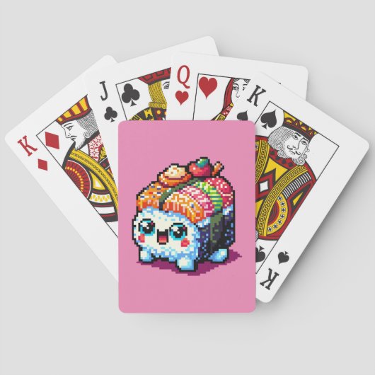 ハッピース転がシ – かわいいピクセルアート日本の食べ物 トランプ (裏面)