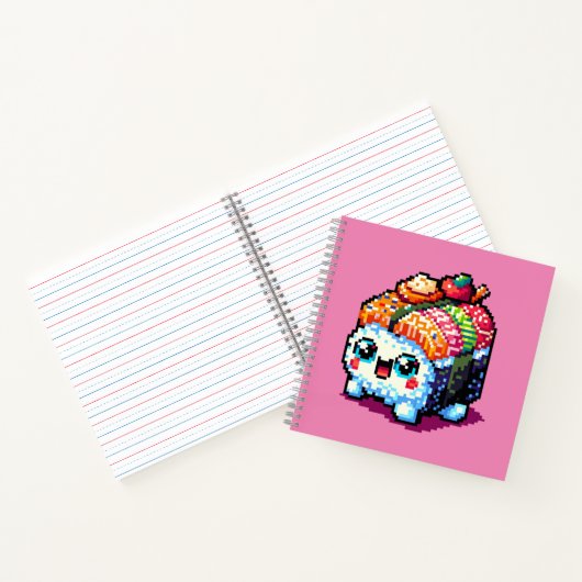 ハッピース転がシ – かわいいピクセルアート日本の食べ物 ノートブック (内部)