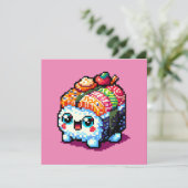 ハッピース転がシ – かわいいピクセルアート日本の食べ物 招待状 (スタンド正面)