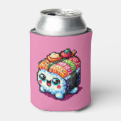 ハッピース転がシ – かわいいピクセルアート日本の食べ物 缶クーラー (缶正面)