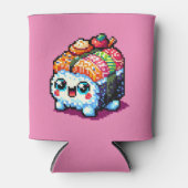 ハッピース転がシ – かわいいピクセルアート日本の食べ物 缶クーラー (正面)