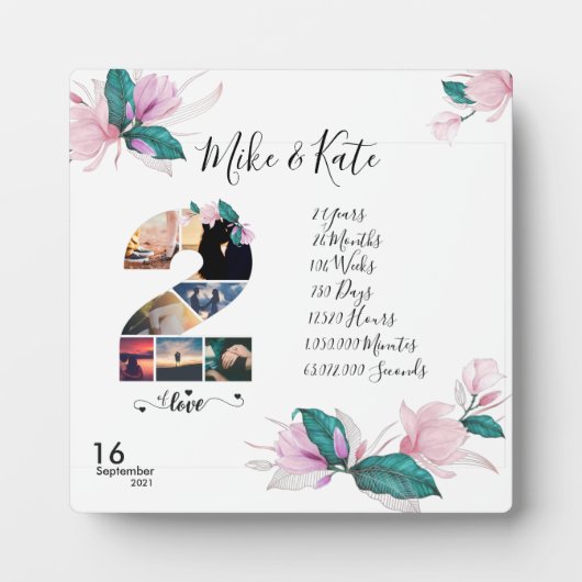 ハッピーセカンドアニバーサリーカスタムズ、フォトコラージュ、カウント フォトプラーク (正面)