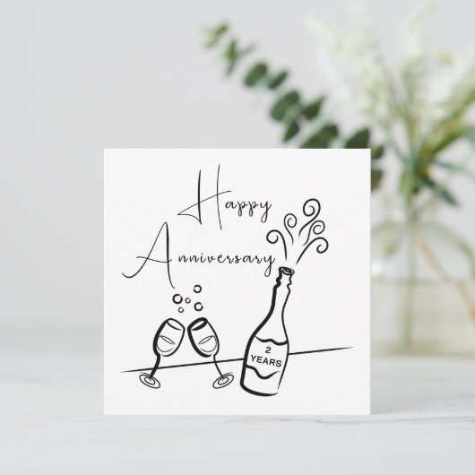 ハッピーセカンドアニバーサリーシャンパンお祝いカード カード (スタンド正面)