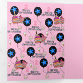 ハッピーセカンドバースデーカード, #2誕生日ピンク 三つ折りカード (内部最初)