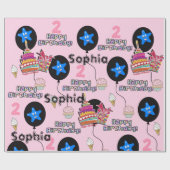 ハッピーセカンドバースデーラッピング紙バルーン#2ピンク ラッピングペーパー (フラット)