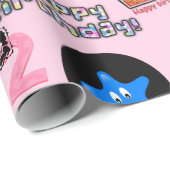 ハッピーセカンドバースデーラッピング紙バルーン#2ピンク ラッピングペーパー (ロールコーナー)