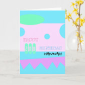 ハッピーセカンドバースデーリトルモンスター – グリーティングカード (黄色い花)