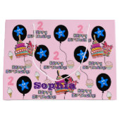 ハッピーセカンドバースデー抱き枕#2誕生日ピンク ラージペーパーバッグ (正面)