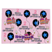 ハッピーセカンドバースデー抱き枕#2誕生日ピンク ラージペーパーバッグ (裏面)