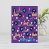 ハッピーセカンドバースデー招待状#2パープル 招待状 (スタンド正面)