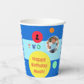 ハッピーセカンドバースデー明るいカラフルカスタム写真 紙コップ (裏面)