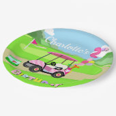 ハッピーセカンドバースデー水玉模様ピンクゴガーリールフ ペーパープレート (アングル)