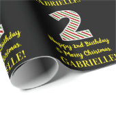 ハッピーセカンドバースデー&メリークリスマス,名前をカスタムする ラッピングペーパー (ロールコーナー)