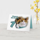 ハッピーセブンス誕生日三毛猫カード カード (黄色い花)