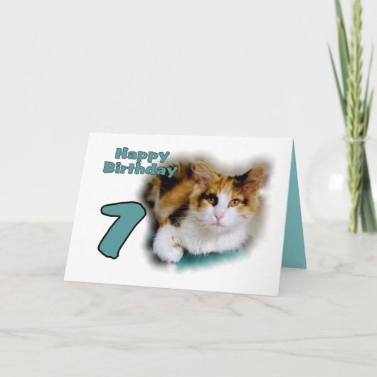 ハッピーセブンス誕生日三毛猫カード カード (正面)