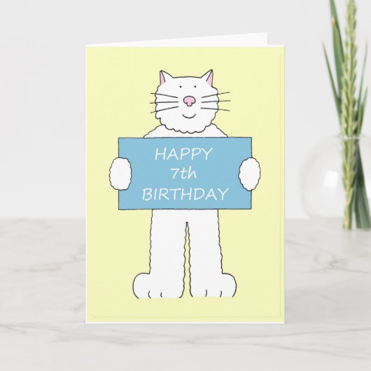 ハッピーセブン誕生日かわいいマンガ猫 カード (正面)