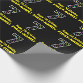 ハッピーセブン誕生日、おもしろいカラフルスターパターン7 ラッピングペーパー (角)