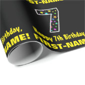 ハッピーセブン誕生日、おもしろいカラフルスターパターン7 ラッピングペーパー (ロールコーナー)