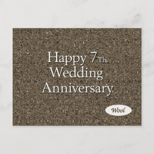 ハッピーセブン。結婚周年羊毛 ポストカード