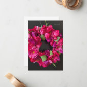 ハッピーセレブレーション - ホットピンクの花輪 ノートカード (正面/裏面インサイチュ)