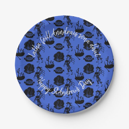 ハッピーセントアンドリューデイハギスバグパイプネッシー7" ペーパープレート (正面)