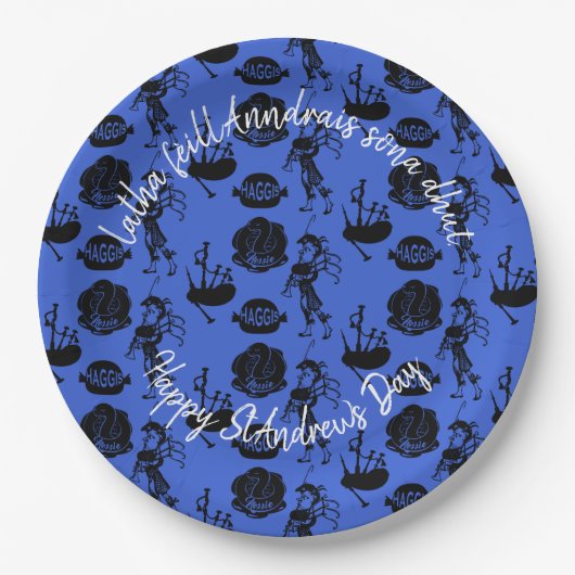 ハッピーセントアンドリューデイハギスバグパイプネッシー9" ペーパープレート (正面)