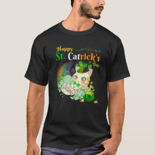 ハッピーセントキャッツクデイアイリッシュシャムロックSt patricksD Tシャツ