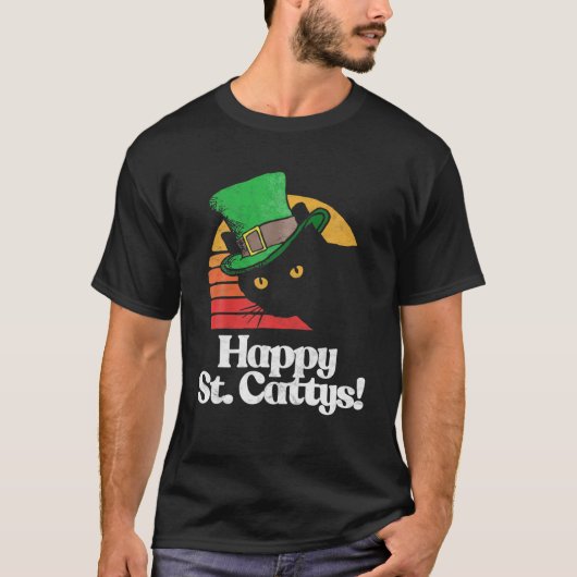 ハッピーセントキャティ！ハッおもしろいピーSt patricks day80年代 Tシャツ (正面)