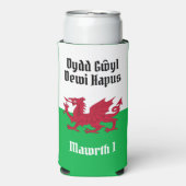 ハッピーセントデヴィッドの日レッドドラゴンウェールズ国旗 スリム缶クーラー (Seltzer正面)