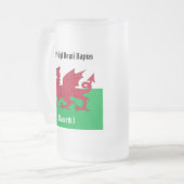 ハッピーセントデヴィッドの日レッドドラゴンウェールズ国旗 フロストグラスビールジョッキ (正面左)