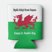 ハッピーセントデヴィッドの日レッドドラゴンウェールズ国旗 缶クーラー (裏面)