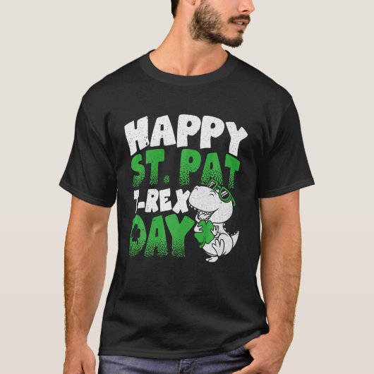 ハッピーセントパットトレックスデイおもしろいディノTレックスSt patricks Tシャツ (正面)