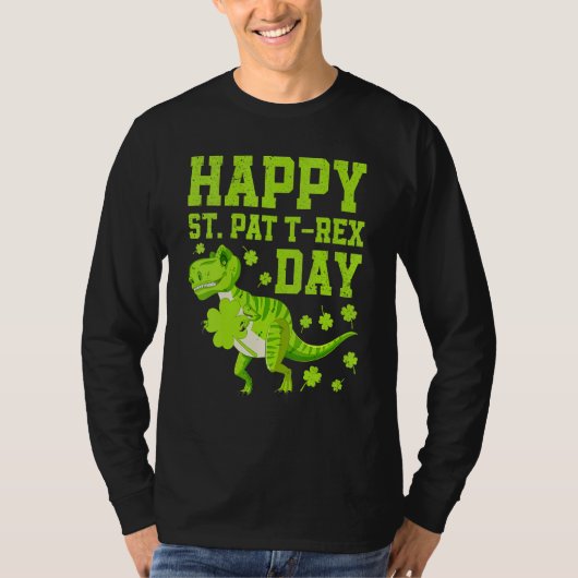 ハッピーセントパットトレックスデイディノSt patricks day恐竜 Tシャツ (正面)
