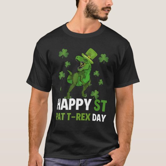 ハッピーセントパットトレックスデイディーノSt patricks dayトドラー Tシャツ (正面)