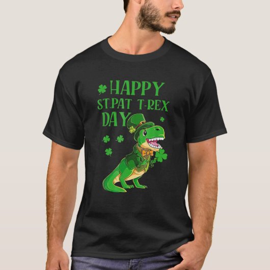ハッピーセントパットトレックスデイディーノSt patricks dayトドラー Tシャツ (正面)