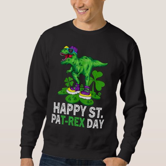 ハッピーセントパットトレックスデイディーノSt patricks dayトドル スウェットシャツ (正面)