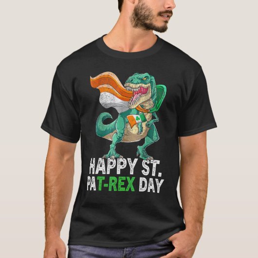 ハッピーセントパットトレックスデイディーノSt patricks dayトドル Tシャツ (正面)