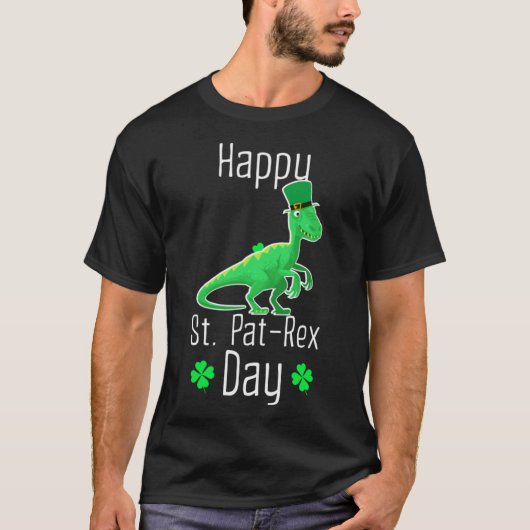 ハッピーセントパットレックスデイキュートSt patricks dayディノディン Tシャツ (正面)