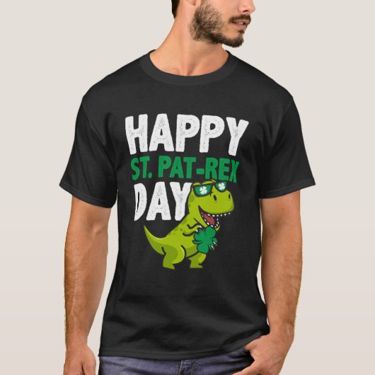 ハッピーセントパットレックスSt patricks day恐竜ラッキーシュ Tシャツ (正面)