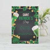 ハッピーセントパトリックお祝いグリーンビールパディ 招待状 (スタンド正面)