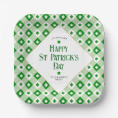 ハッピーセントパトリックのオレンジグリーンクローバープレイド名 ペーパープレート (正面)