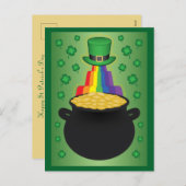 ハッピーセントパトリックのデイクローバー/レインボー/金ゴールドポット シーズンポストカード (正面/裏面)